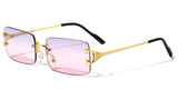 Prestige Slim Rimless Rectangular Luxury Aviator Sunglasses