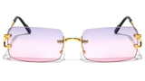 Prestige Slim Rimless Rectangular Luxury Aviator Sunglasses