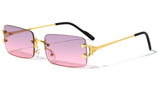 Prestige Slim Rimless Rectangular Luxury Aviator Sunglasses