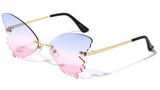 Rimless Butterfly Wings Shaped Lenses Retro Luxury Sunglasses