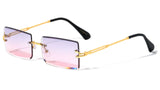 Pristine Slim Rimless Rectangular Luxury Aviator Sunglasses