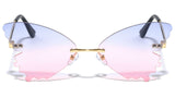 Rimless Butterfly Wings Shaped Lenses Retro Luxury Sunglasses