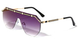Luxury Rimless One Piece Shield Lens Aviator Sunglasses