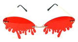 Rimless Oval Blood Drip Splatter Shaped Luxury Sunglasses