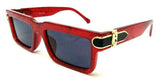 Slim Sleek Marble Thick Bold Frame Square Gold Buckle Luxury Sunglasses