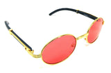 Galant Luxury Oval Metal & Faux Wood Sunglasses