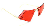 Women's Rimless Double Lens Cat Eye Triangle Sunglasses