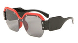 Oversized Women's Semi Rimless Shield Square Sunglasses