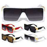 Oversized Square One Piece Shield Lens Luxury Aviator Sunglasses