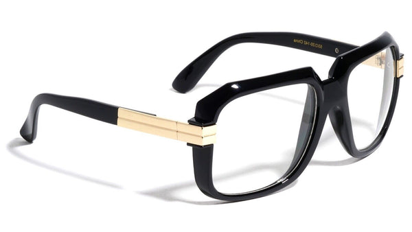 Gazelle Emcee Square Oversized Hip Hop Luxury Aviator Sunglasses w/ Clear Lenses