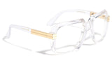 Gazelle Emcee Square Oversized Hip Hop Luxury Aviator Sunglasses w/ Clear Lenses