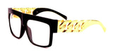 Oversized Flat Top Square Chain Arms Hip Hop Sunglasses