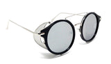 Round Circle Steampunk Aviator Sunglasses w/Mesh Side Shield Wind Guard