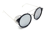 Round Circle Steampunk Aviator Sunglasses w/Mesh Side Shield Wind Guard