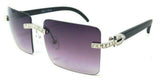 Dasher XL Rimless Square Rhinestone Metal & Faux Wood Luxury Sunglasses