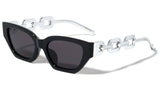 Womens Slim Cat Eye Gold Cuban Link Retro Sunglasses