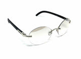Maestro Rimless Oval Metal & Faux Wood / Marble Frame Sunglasses