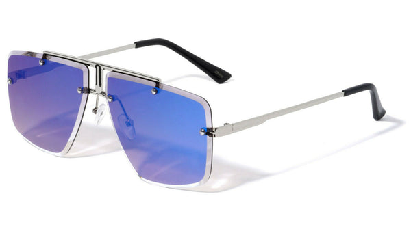 Luxury Rimless Rectangle Air Force Officer Style Sunglasses