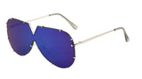 Rimless Oversized One Piece Shield Luxury Aviator Sunglasses