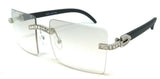 Dasher XL Rimless Square Rhinestone Metal & Faux Wood Luxury Sunglasses