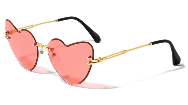 Women's Heart Shaped Rimless Luxury Sunglasses