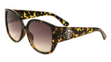 Kleo Women's XL Oversized Cat Eye Lion Head Medallion Sunglasses