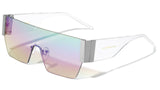 Oversized Rimless Flat Top One Piece Lens Luxury Shield Aviator Sunglasses