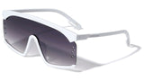 Semi Rimless Flat Top Square Shield One Piece Lens Sunglasses