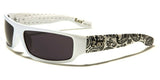 Locs Paisley Bandana Print Slim Rectangular Retro Wrap Around Sunglasses