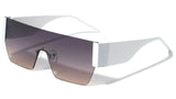 Oversized Rimless Flat Top One Piece Lens Luxury Shield Aviator Sunglasses