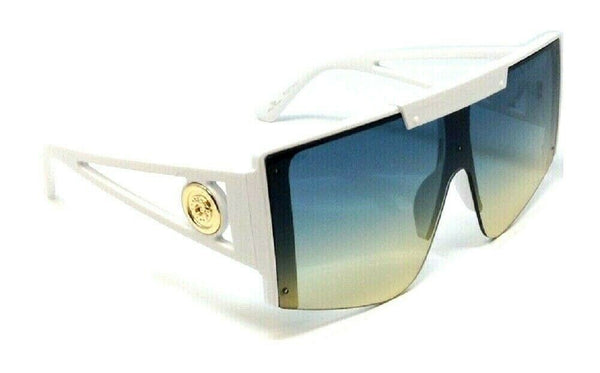 Luxury Oversized Flat Top Semi Rimless One Piece Shield Lens Aviator Sunglasses