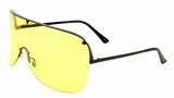 Siberia XL Oversized Semi Rimless Wrap Around Mono Shield Sunglasses