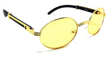 Galant Luxury Oval Metal & Faux Wood Sunglasses