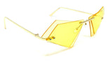Women's Rimless Double Lens Cat Eye Triangle Sunglasses