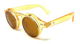 Cool Flip Up Round Clear Circle Lens Retro Steampunk Luxury Sunglasses