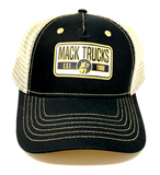 Mack Trucks Patch Logo Curved Bill Black Tan Mesh Trucker Snapback Hat