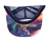 Multicolor Tie Dye Galaxy Print Blue Mesh Trucker Snapback Hat Adjustable Cap