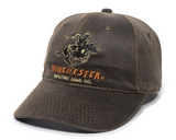 Brown Suede Winchester Repeating Arms Horse & Rider Logo Curved Bill Hat Cap