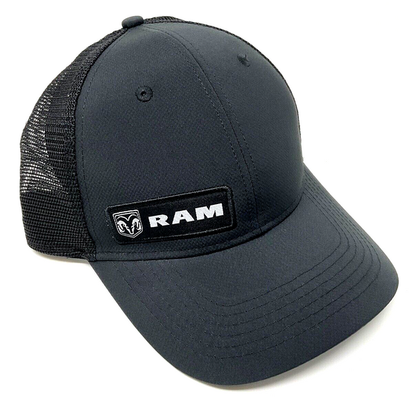 Dodge RAM Trucks Logo Black Mesh Trucker Adjustable Curved Bill Snapback Hat