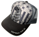 Gadsden Flag Defend The 2nd Amendment Curved Bill Mesh Trucker Snapback Hat Cap