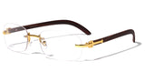 Dean Slim Rimless Metal & Faux Wood Eyeglasses / Clear Oval Lens Sunglasses - Frames