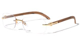 Dean Slim Rimless Metal & Faux Wood Eyeglasses / Clear Oval Lens Sunglasses - Frames