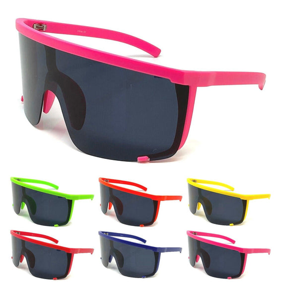 Oversized Rimless One Piece Shield Lens Wrap Around Sport Sunglasses