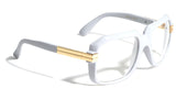 Gazelle Emcee Square Oversized Hip Hop Luxury Aviator Sunglasses w/ Clear Lenses