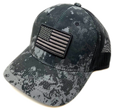 USA Flag Patch Veil Tac Black Camo Curved Bill Mesh Trucker Snapback Hat Cap