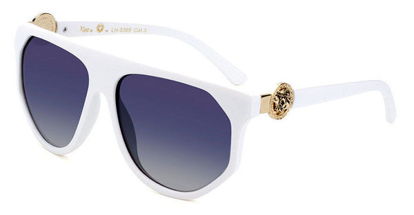Kleo Flat Top Square Lion Head Medallion Luxury Sunglasses