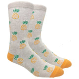 Fine Fit Casual Novelty Pineapple Summer Fruit Tropical Pattern Knit Crew Socks