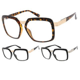 Gazelle Luxury Square Oversized Sunglasses w/Clear Lenses