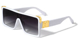 Oversized Square One Piece Shield Lens Luxury Aviator Sunglasses