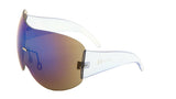 Alps Rimless Oversized Shield Mono Lens Futuristic Retro Sunglasses